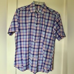 Bugatchi UOMO Shaped Fit Men’s Medium short sleeve dress shirt - Purple